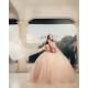 Cape Sleeve Vestidos De 15 Anos Champagne Quince Dress