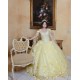 Cape Sleeve Yellow Quinceanera Dress V Neck 15 Dresses With 3D Flowers