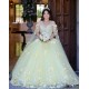 Cape Sleeve Yellow Quinceanera Dress V Neck 15 Dresses With 3D Flowers