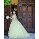 Cape Sleeve Yellow Quinceanera Dress V Neck 15 Dresses With 3D Flowers