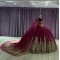 Cloak Red And Gold Quinceanera Dresses Ball Gown