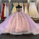 Corset Illusion Bodice Pink And Purple Quinceanera Dresses Plus Size