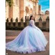 Detachable Aqua Quinceanera Dress Off Shoulder Vestidos De 15 Anos