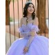 Detachable Lilac Quince Dresses Metallic Sequin Sweetheart Neck 15 Dress