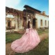 Detachable Sleeve Quinceanera Dress Pink Sequin Vestidos De 15 Anos With Bow