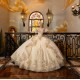 Detachable Sleeve Vestidos De 15 Anos Champagne Quinceanera Dress With Bow