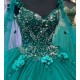 Floor Length Custom Made Green Quinceanera Dresses With Cape