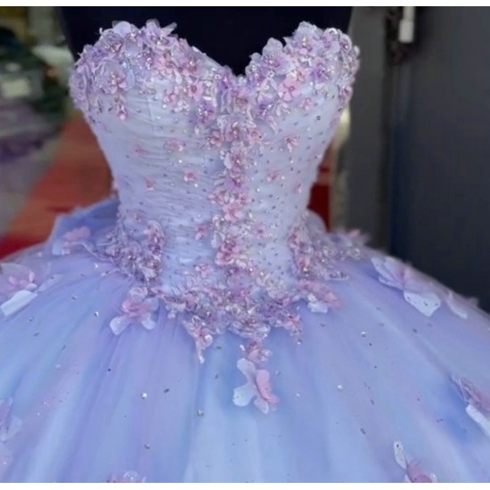 Floor Length Purple Blue Quinceanera Dresses With Detachable Sleeves