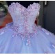 Floor Length Purple Blue Quinceanera Dresses With Detachable Sleeves