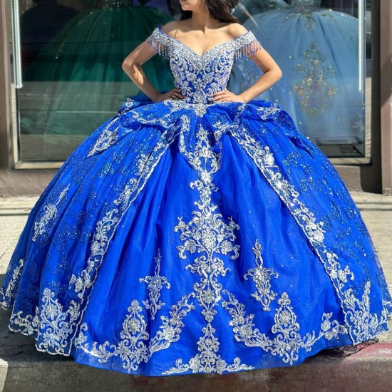 Fringe Sleeve Blue Quince Dress 15 Dresses Sweetheart Neck Ball Gown