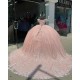 Fringe Sleeve Pink Quinceanera Dress Sweetheart 15 Dresses