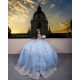 Girl Birthday Party Gown Sky Blue Quince Dress Sleeveless Sweet 15 Gowns