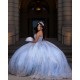 Girl Birthday Party Gown Sky Blue Quince Dress Sleeveless Sweet 15 Gowns