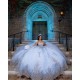 Girl Birthday Party Gown Sky Blue Quince Dress Sleeveless Sweet 15 Gowns