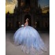 Girl Birthday Party Gown Sky Blue Quince Dress Sleeveless Sweet 15 Gowns