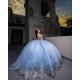 Girl Birthday Party Gown Sky Blue Quince Dress Sleeveless Sweet 15 Gowns