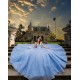 Girl Birthday Party Gown Sky Blue Quince Dress With Bow