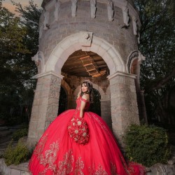 Girls Red Quince Dress Sweetheart Neck Sweet 16 Dresses