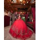 Girls Red Quince Dress Sweetheart Neck Sweet 16 Dresses