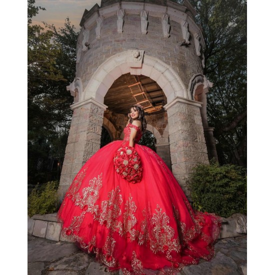 Girls Red Quince Dress Sweetheart Neck Sweet 16 Dresses