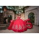 Girls Red Quince Dress Sweetheart Neck Sweet 16 Dresses