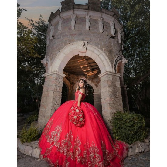 Girls Red Quince Dress Sweetheart Neck Sweet 16 Dresses