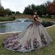 Gray Champagne Quinceanera Dresses Ball Gown Off Shoulder Puffy Sweet 16 Dress