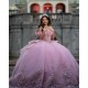 Instagram Dresses Lilac Quince Dress Off Shoulder Vestidos De XV Anos With 3D Flowers