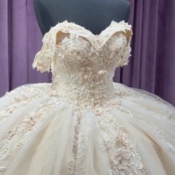 Ivory Quinceanera Dresses Lace Appliqued Off Shoulder 15 Dress