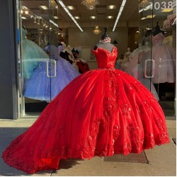 Lace Appliqied Off The Shoulder Detachable Quinceanera Dresses