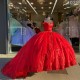 Lace Appliqied Off The Shoulder Detachable Quinceanera Dresses