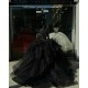 Layer Black Quinceanera Dresses Ball Gown V Neck Long Sleeve15 Dress With Bow