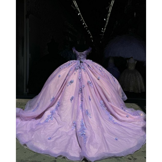 Lilac Quinceanera Dress Off Shoulder Sweetheart Neck Birthday Party Dresses