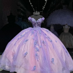 Lilac Quinceanera Dress Off Shoulder Sweetheart Neck Birthday Party Dresses