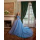 Long Sleeve Blue Quince Dress Lace Appliques V Neck 15 Dresses