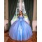 Long Sleeve Blue Quince Dress Lace Appliques V Neck 15 Dresses