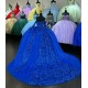 Long Sleeve Blue Quinceanera Dresses Sweetheart Neck 15 Dress