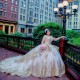 Long Sleeve Champagne Quinceanera Dress Lace Appliques Scoop Neck 15 Dresses