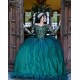 Long Sleeve Emerald Green Quinceanera Dress Metallic Sequin 15 Dresses