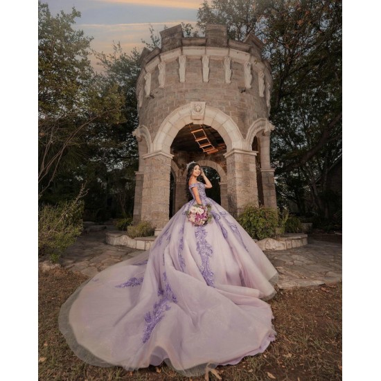 Long Sleeve Lilac Quinceanera Dress 2024 Ball Gown Princess Dresses