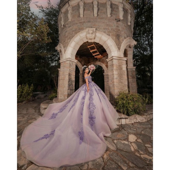 Long Sleeve Lilac Quinceanera Dress 2024 Ball Gown Princess Dresses