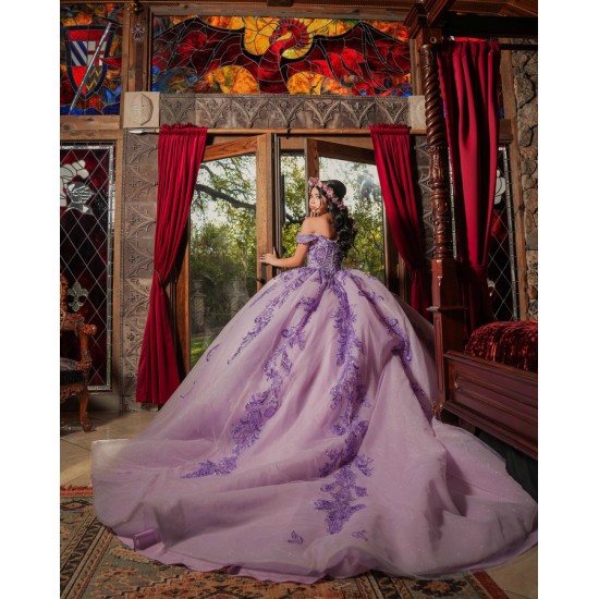 Long Sleeve Lilac Quinceanera Dress 2024 Ball Gown Princess Dresses