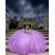 Long Sleeve Lilac Quinceanera Dress Sweet 15 Gowns Princess Dresses