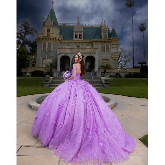 Long Sleeve Lilac Quinceanera Dress Sweet 15 Gowns Princess Dresses