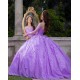 Long Sleeve Lilac Quinceanera Dress Sweet 15 Gowns Princess Dresses