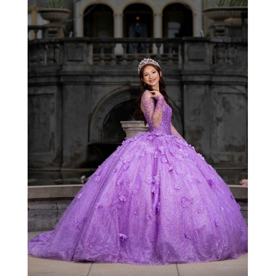 Long Sleeve Lilac Quinceanera Dress Sweet 15 Gowns Princess Dresses