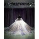 Long Sleeve Purple On Nude Dress Off Shoulder Ball Gown Crystal 15 Dresses