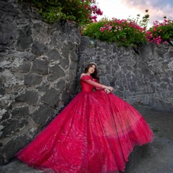 Long Sleeve Red Quince Dress V Neck 15 Dresses