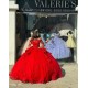 Long Sleeve Red Quince Dresses Square Collar 15 Dress With Bow