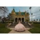 Long Sleeve Rose Gold Quinceanera Dresses V Neck 15 Dress With 3D Flowers